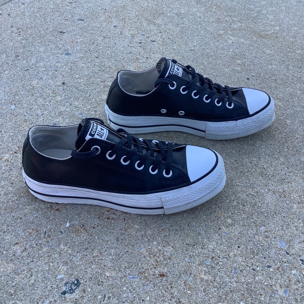 Converse Chuck Taylor All Star Lift Clean Ox Black Leather Platform 561681C 7